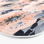 Festive, Floral Watercolor Print, Navy and Pink Bath Mat Gallery Image 3