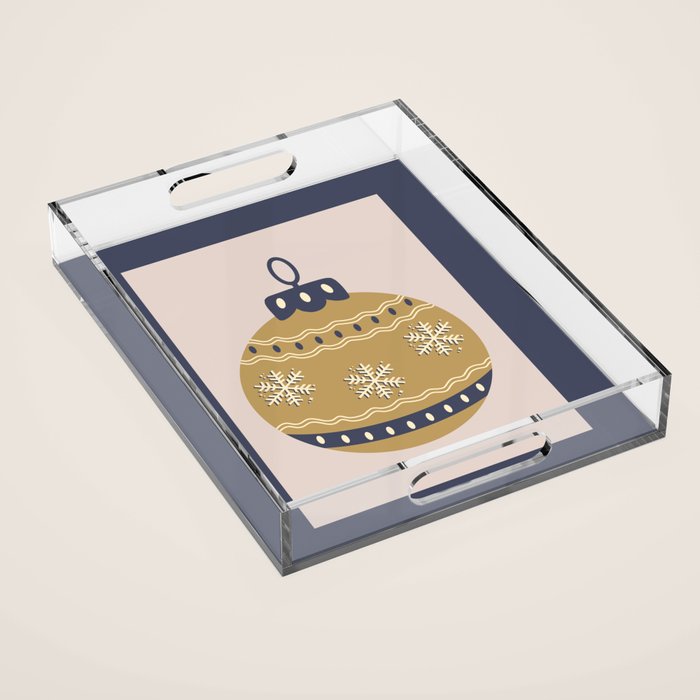 Christmas Bauble Gold And Blue Acrylic Tray Gallery Image 1