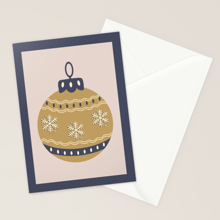 Christmas Bauble Gold And Blue Stationery Card Gallery Image 2