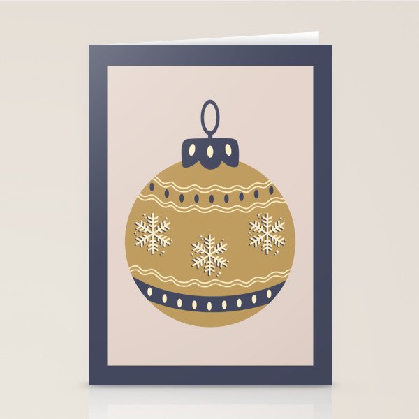 Christmas Bauble Gold And Blue Stationery Card Gallery Image 2