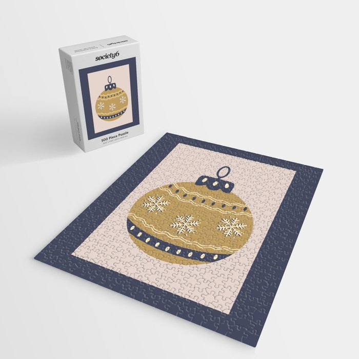 Christmas Bauble Gold And Blue Jigsaw Puzzle Gallery Image 2