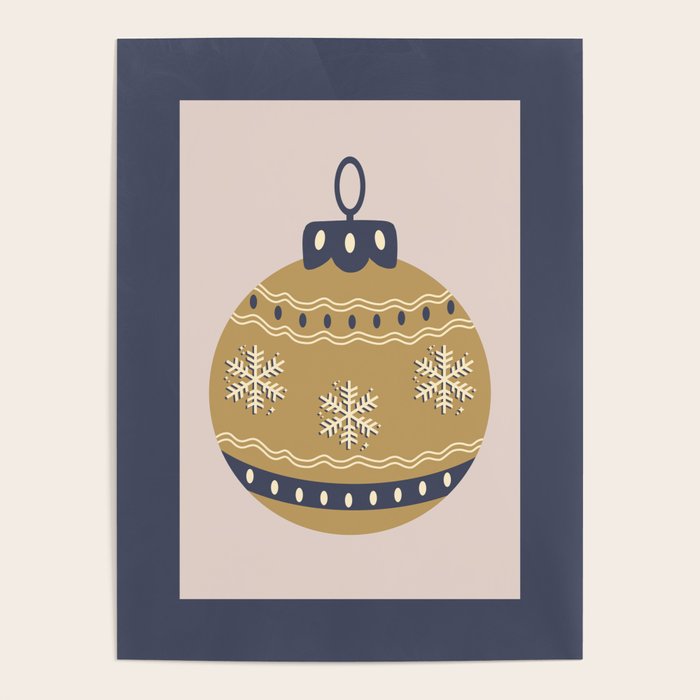 Christmas Bauble Gold And Blue Poster Gallery Image 4