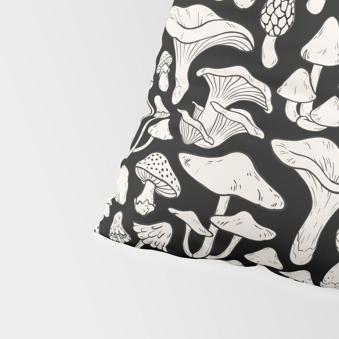 Mushrooms in Black And White Pillow Sham Gallery Image 4