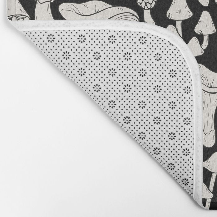 Mushrooms in Black And White Bath Mat Gallery Image 2