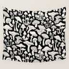 Mushrooms in Black And White Wall Tapestry Gallery Image 4