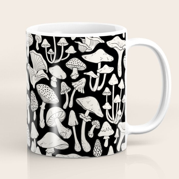 Mushrooms in Black And White Coffee Mug Gallery Image 1