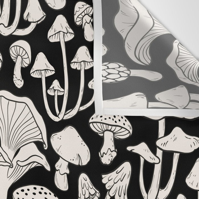 Mushrooms in Black And White Wall Tapestry Gallery Image 3