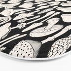 Mushrooms in Black And White Bath Mat Gallery Image 3