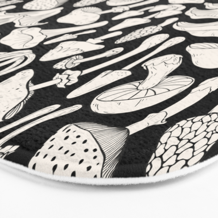 Mushrooms in Black And White Bath Mat Gallery Image 3