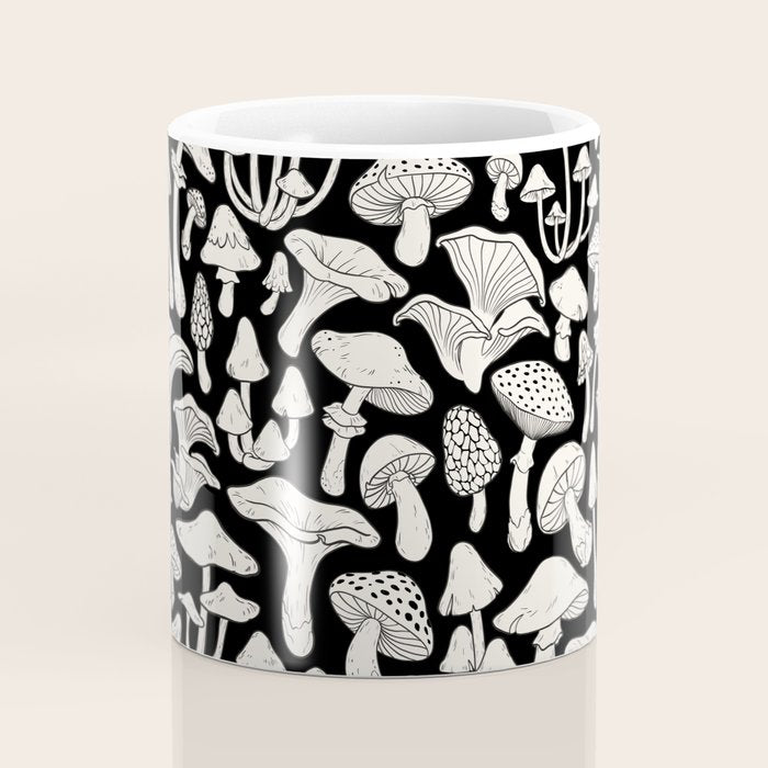 Mushrooms in Black And White Coffee Mug Gallery Image 4