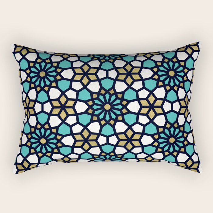 Persian Mosaic - Turquoise & Gold Palette Rectangular Pillow Gallery Image 2