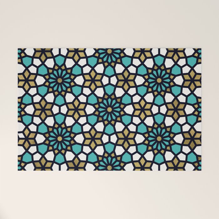 Persian Mosaic - Turquoise & Gold Palette Welcome Mat Gallery Image 1