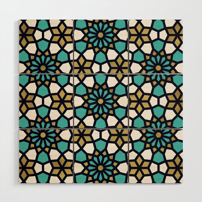 Persian Mosaic - Turquoise & Gold Palette Wood Wall Art Gallery Image 1