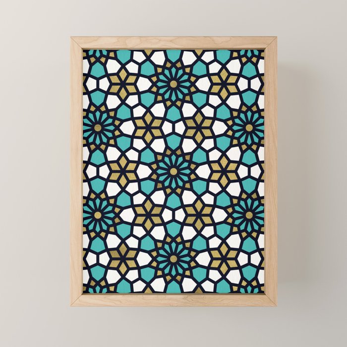 Persian Mosaic - Turquoise & Gold Palette Mini Art Print Gallery Image 1