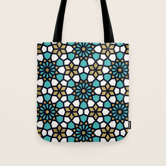 Persian Mosaic - Turquoise & Gold Palette Tote Bag Gallery Image 1