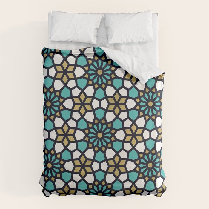 Persian Mosaic - Turquoise & Gold Palette Duvet Cover Gallery Image 6