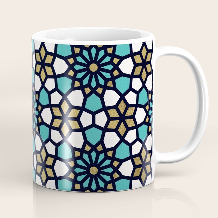 Persian Mosaic - Turquoise & Gold Palette Coffee Mug Gallery Image 1