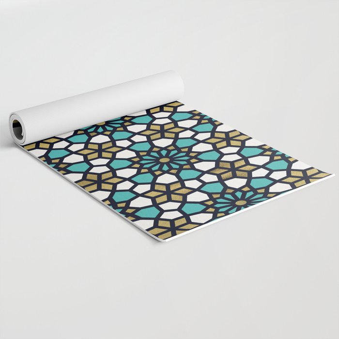 Persian Mosaic - Turquoise & Gold Palette Yoga Mat Gallery Image 2