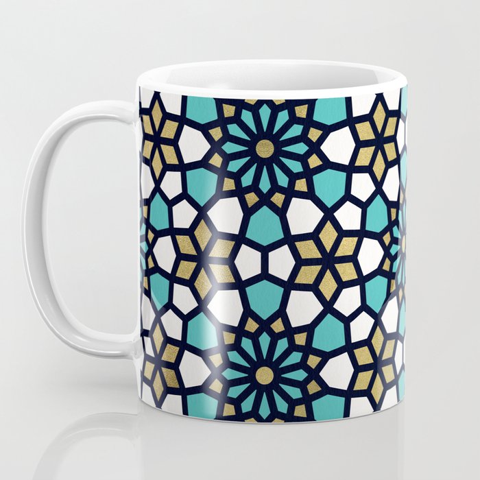 Persian Mosaic - Turquoise & Gold Palette Coffee Mug Gallery Image 3