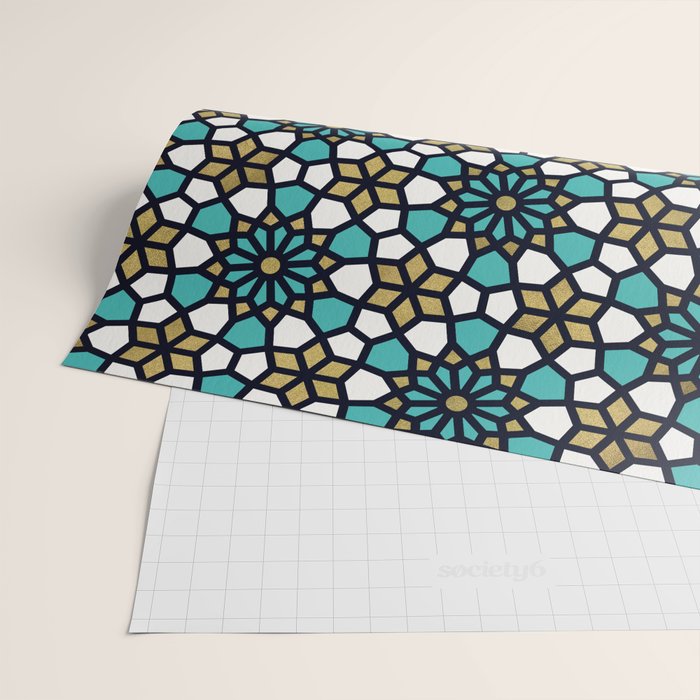 Persian Mosaic - Turquoise & Gold Palette Wrapping Paper Gallery Image 2