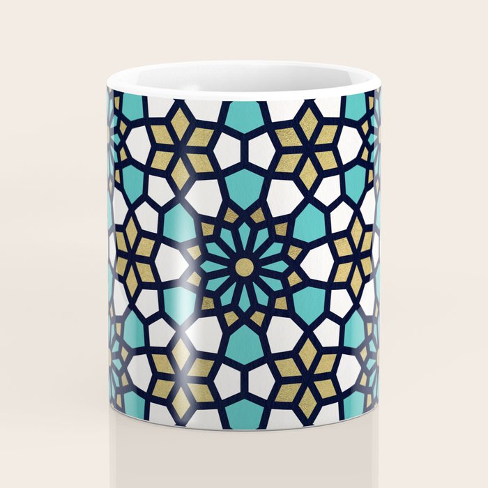 Persian Mosaic - Turquoise & Gold Palette Coffee Mug Gallery Image 4