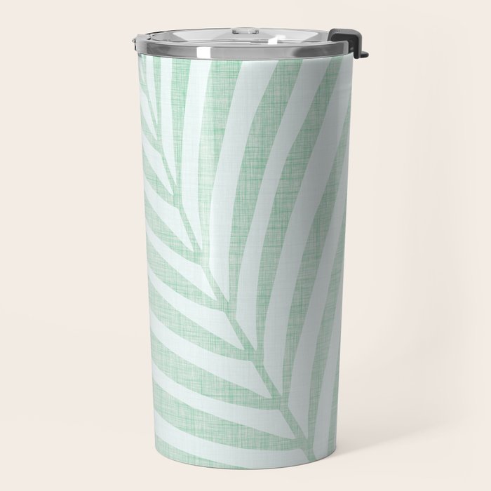 Mint Green Minimal Palm Silhouette Travel Mug Gallery Image 2