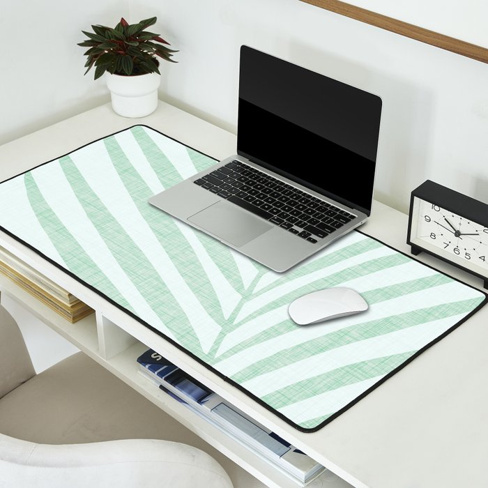 Mint Green Minimal Palm Silhouette Desk Mat Gallery Image 2