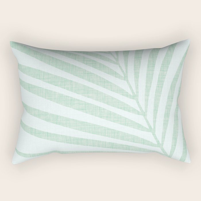 Mint Green Minimal Palm Silhouette Rectangular Pillow Gallery Image 2