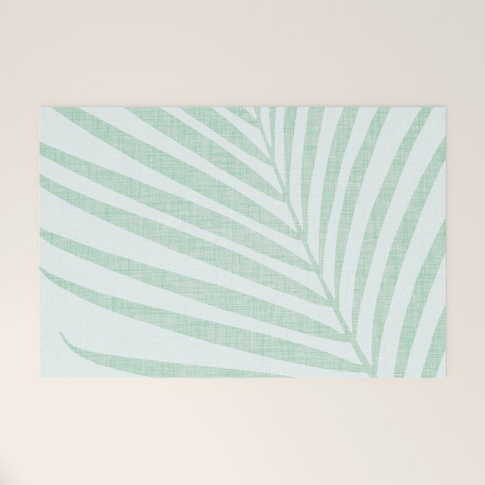 Mint Green Minimal Palm Silhouette Welcome Mat Gallery Image 1