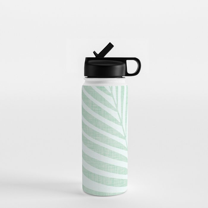 Mint Green Minimal Palm Silhouette Water Bottle Gallery Image 1