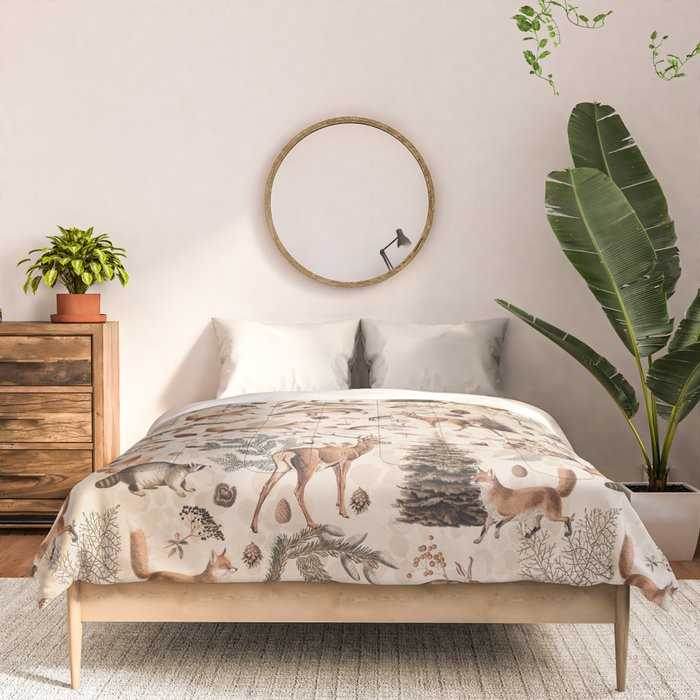 Fall Forest Impression  Wild Animals In Earth Colors Comforter Gallery Image 3