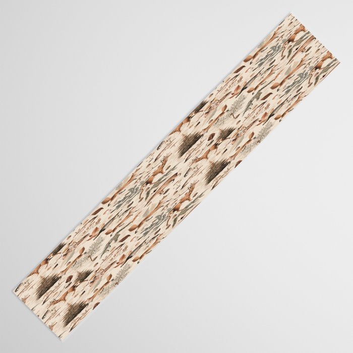 Fall Forest Impression  Wild Animals In Earth Colors Table Runner Gallery Image 3