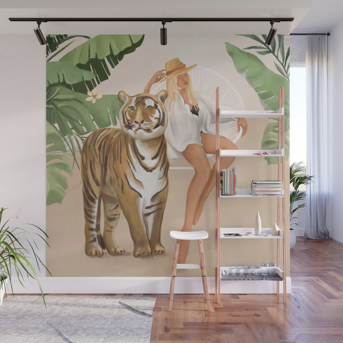 The Lady and the Tiger Wall Mural Gallery Image 1