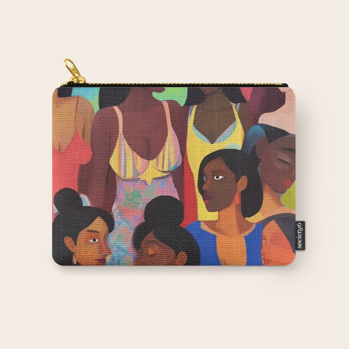 Identities, Woman Equality Human Rights, Female Individuality Feminist People, Friends Eclectic Bohemian Fashion Rustic Support System Painting  Carry All Pouch Gallery Image 1