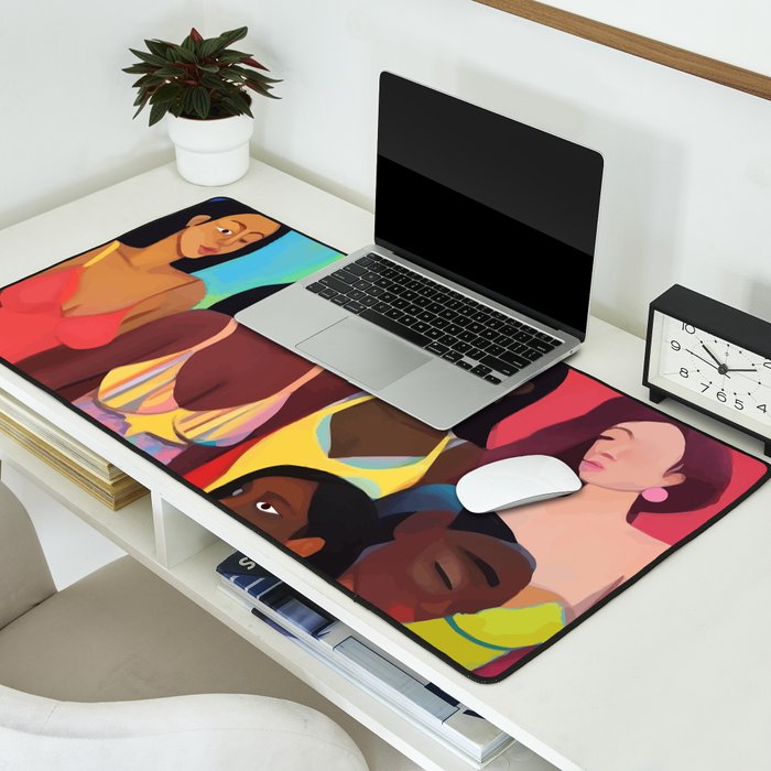 Identities, Woman Equality Human Rights, Female Individuality Feminist People, Friends Eclectic Bohemian Fashion Rustic Support System Painting  Desk Mat Gallery Image 2