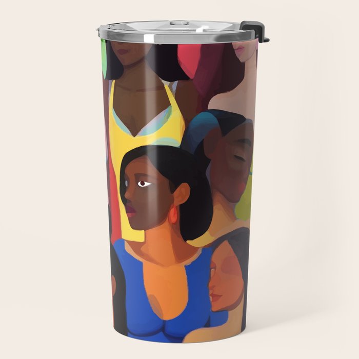 Identities, Woman Equality Human Rights, Female Individuality Feminist People, Friends Eclectic Bohemian Fashion Rustic Support System Painting  Travel Mug Gallery Image 2