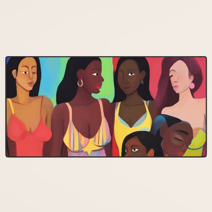 Identities, Woman Equality Human Rights, Female Individuality Feminist People, Friends Eclectic Bohemian Fashion Rustic Support System Painting  Desk Mat Gallery Image 3