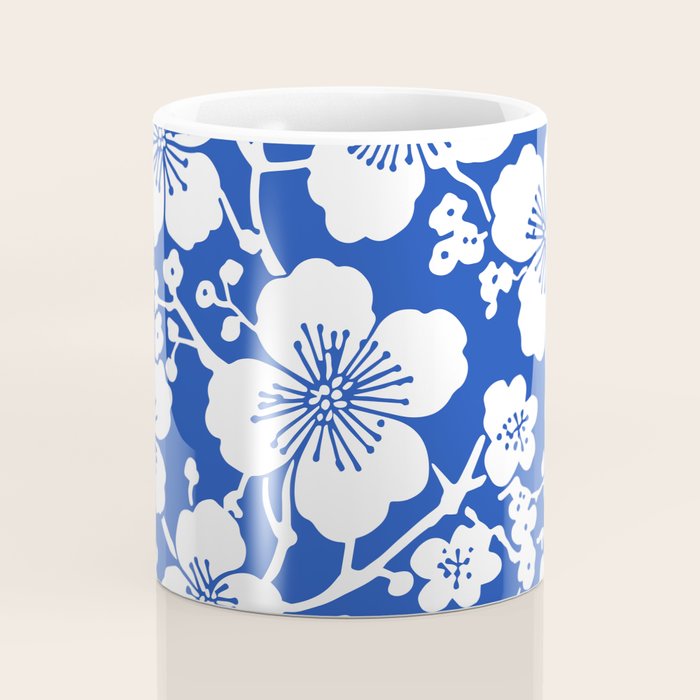 Cherry Blossoms Pattern Blue Coffee Mug Gallery Image 4