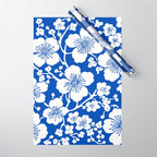 Cherry Blossoms Pattern Blue Wrapping Paper Gallery Image 1