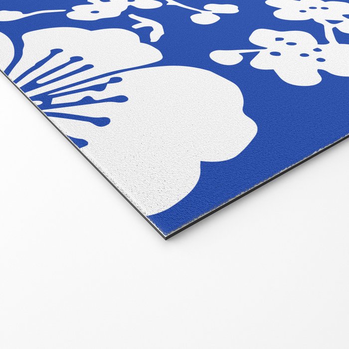 Cherry Blossoms Pattern Blue Welcome Mat Gallery Image 2