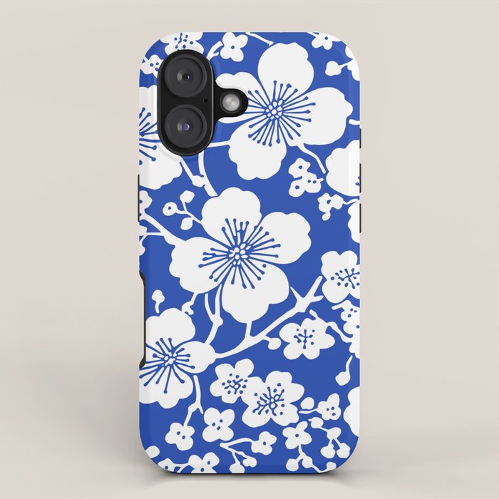Cherry Blossoms Pattern Blue iPhone Case Gallery Image 1