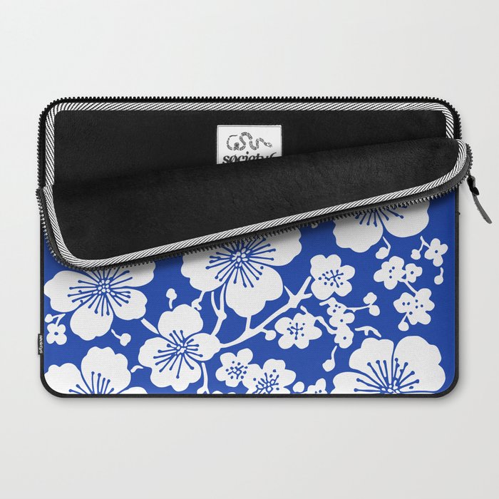 Cherry Blossoms Pattern Blue Laptop Sleeve Gallery Image 2
