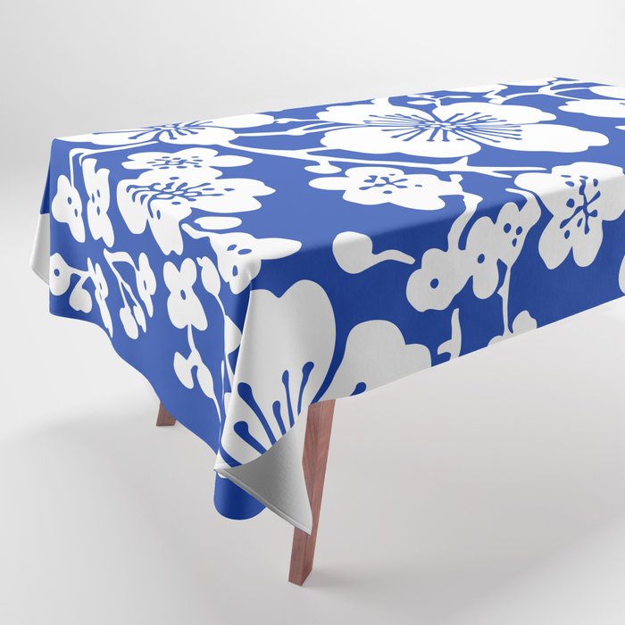 Cherry Blossoms Pattern Blue Tablecloth Gallery Image 1