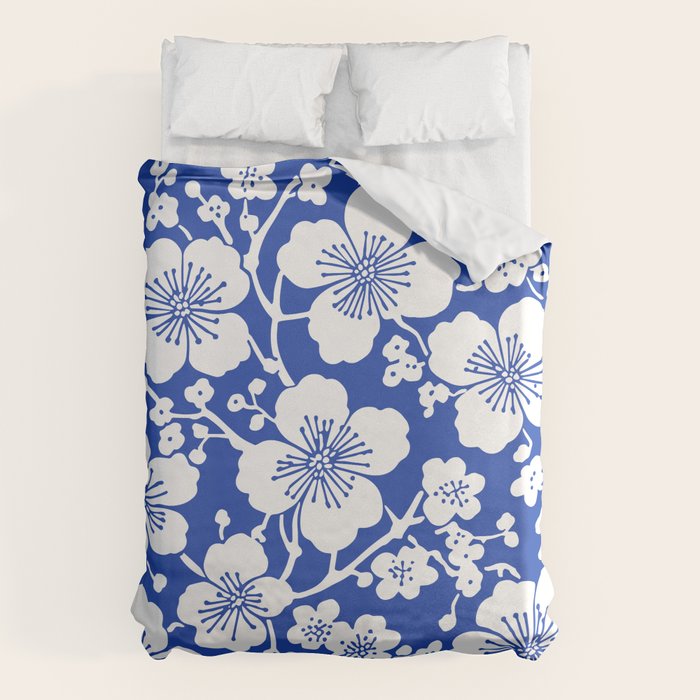 Cherry Blossoms Pattern Blue Duvet Cover Gallery Image 6