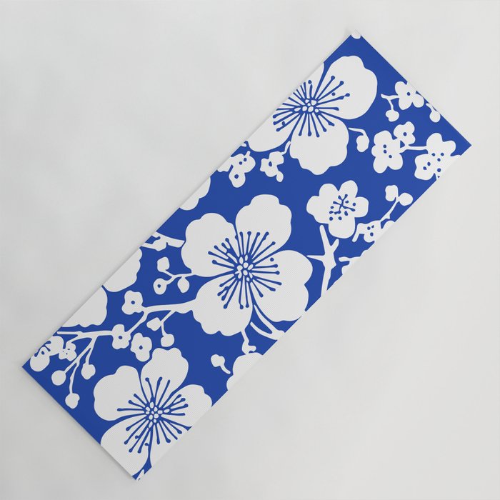 Cherry Blossoms Pattern Blue Yoga Mat Gallery Image 1
