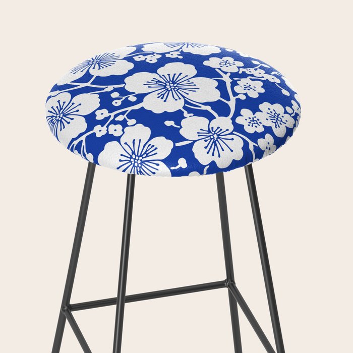 Cherry Blossoms Pattern Blue Stool Gallery Image 2