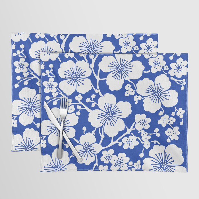 Cherry Blossoms Pattern Blue Placemat Gallery Image 1