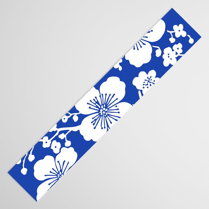 Cherry Blossoms Pattern Blue Table Runner Gallery Image 3