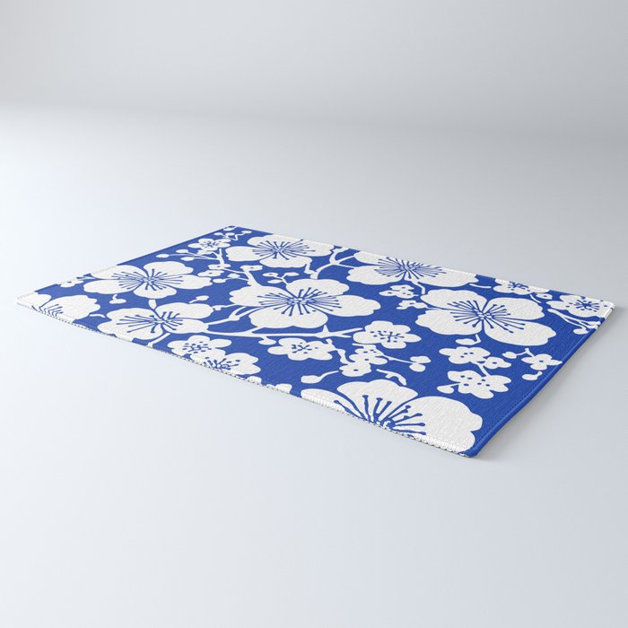 Cherry Blossoms Pattern Blue Rug Gallery Image 3