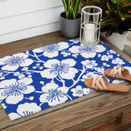 Cherry Blossoms Pattern Blue Outdoor Rug Gallery Image 2